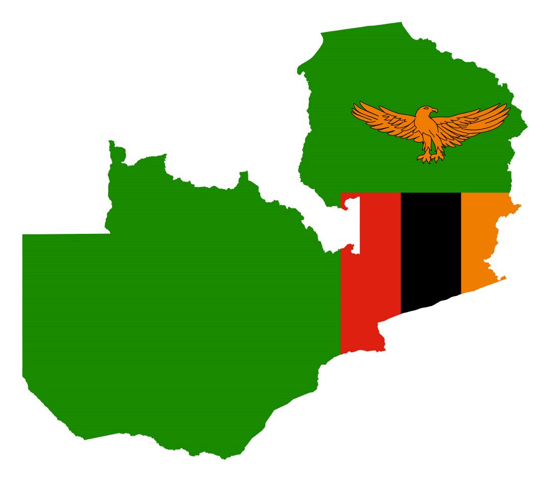 Detailed flag map of Zambia