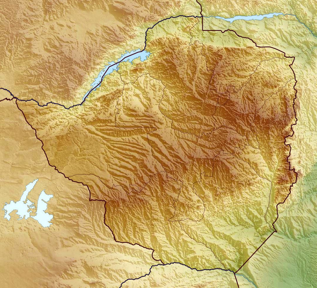 Detailed Relief Map Of Zimbabwe Small 