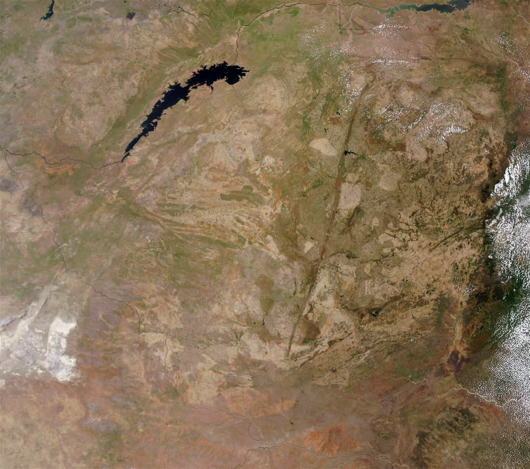 Large detailed satellite map of Zimbabwe