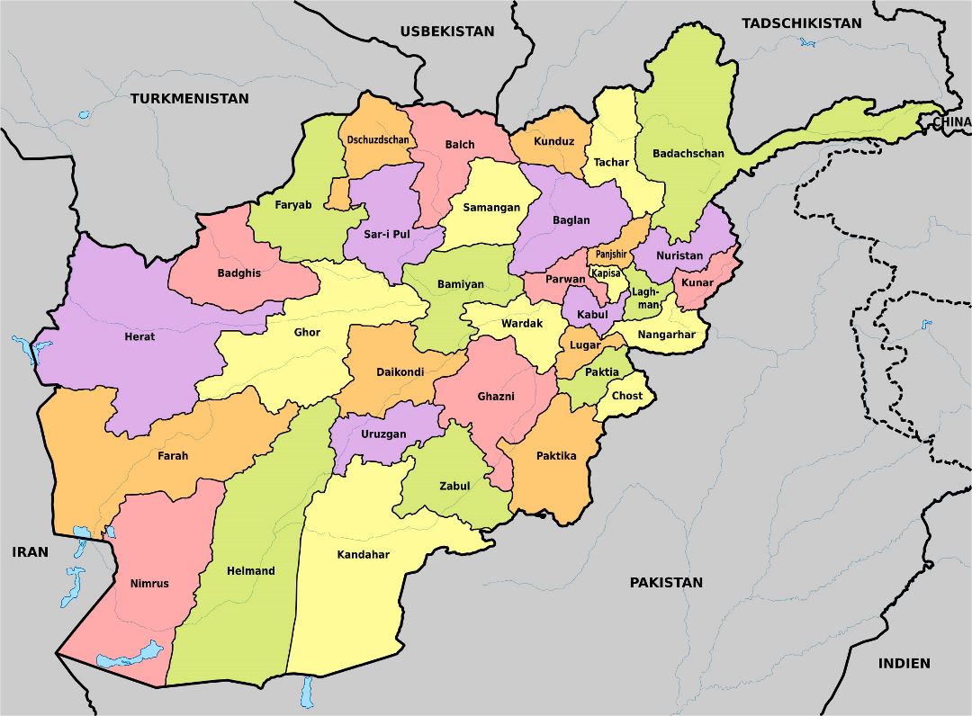 Large administrative map of Afghanistan