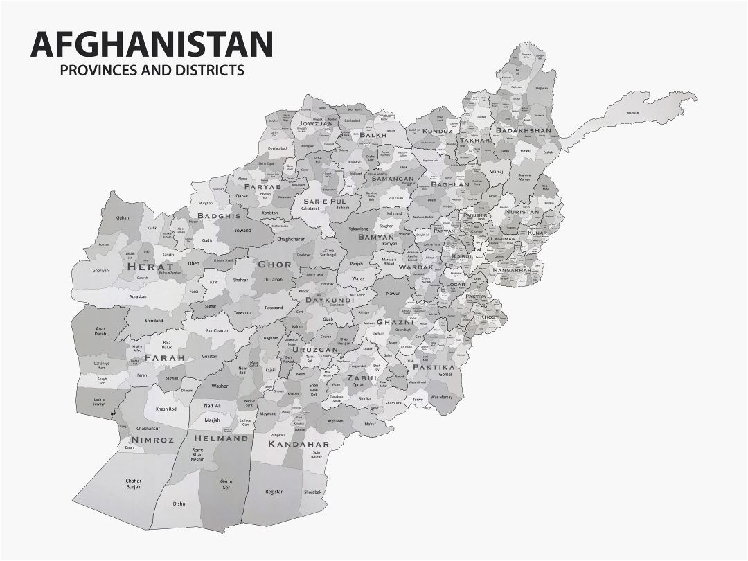 Large detailed provinces and districts map of Afghanistan
