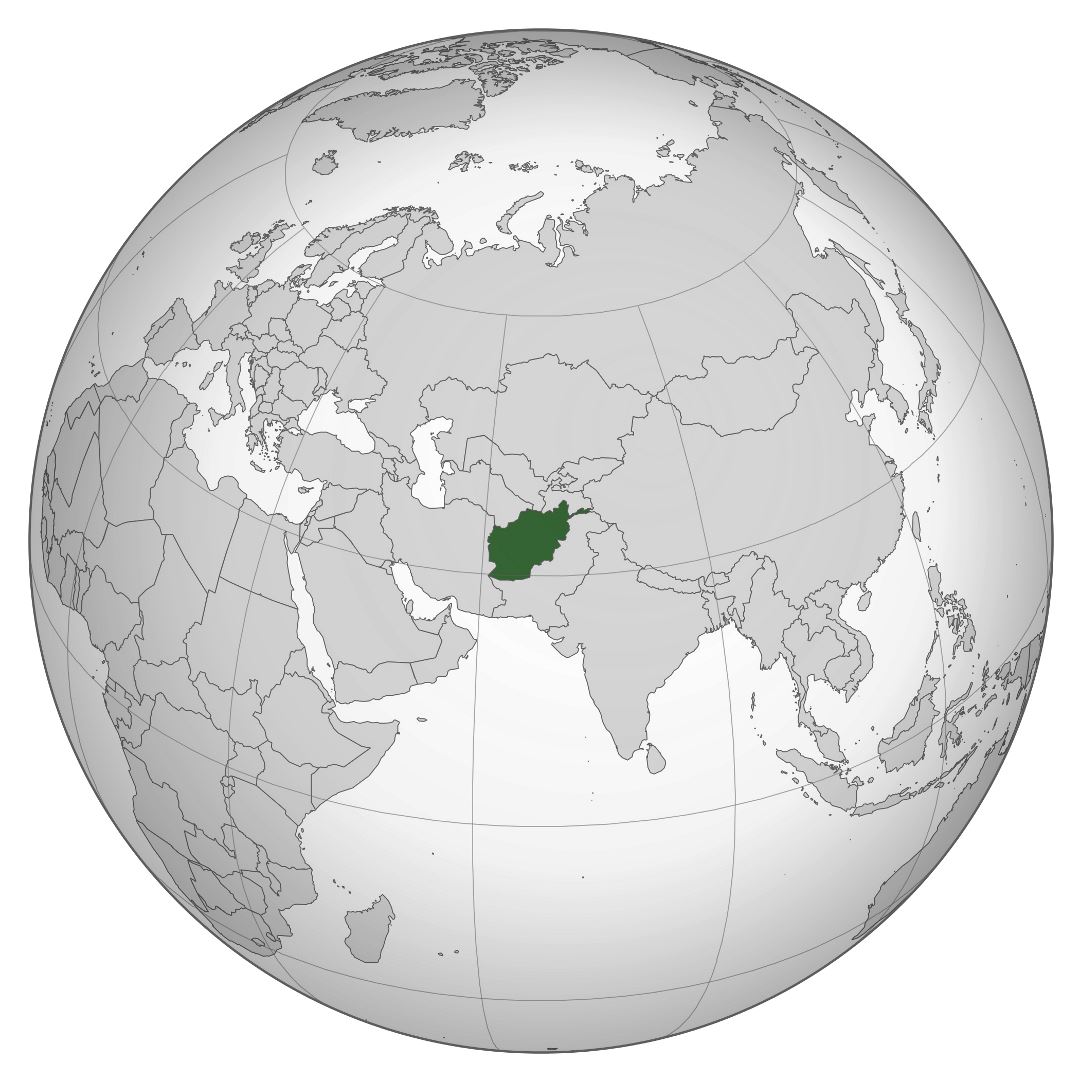Large location map of Afghanistan in Asia