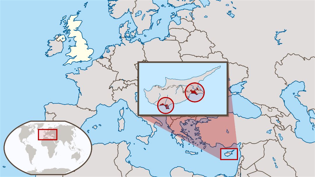 Large location map of Akrotiri and Dhekelia