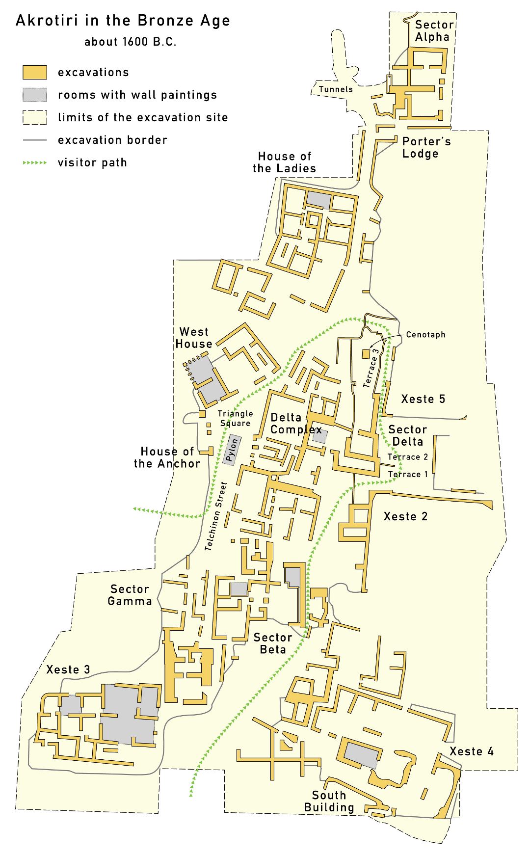 Large map of Akrotiri 1600 BC