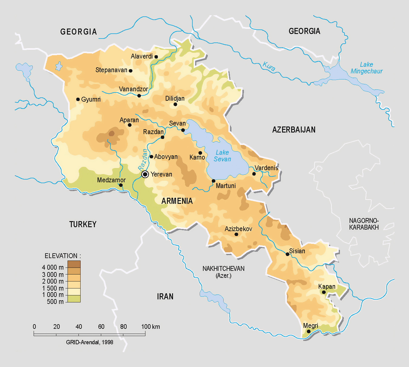 Armenia Physical Map - A Learning Family