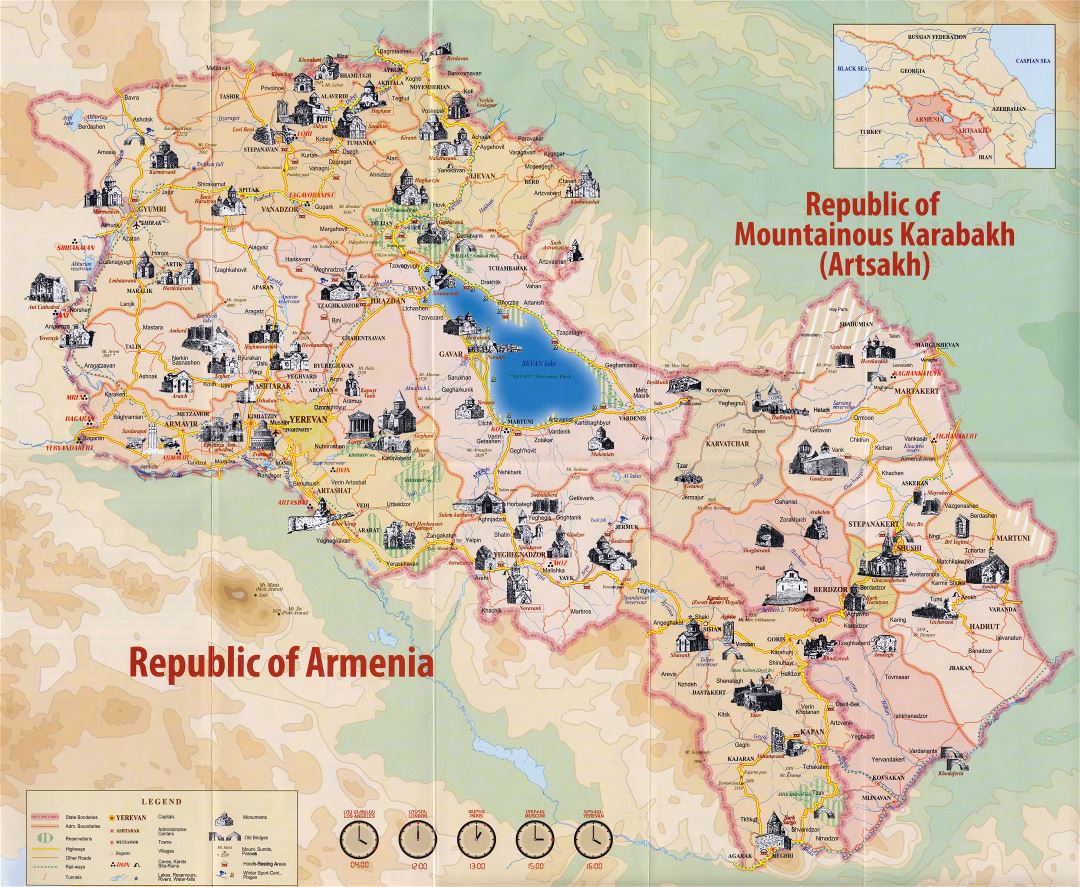 Large detailed tourist map of Armenia