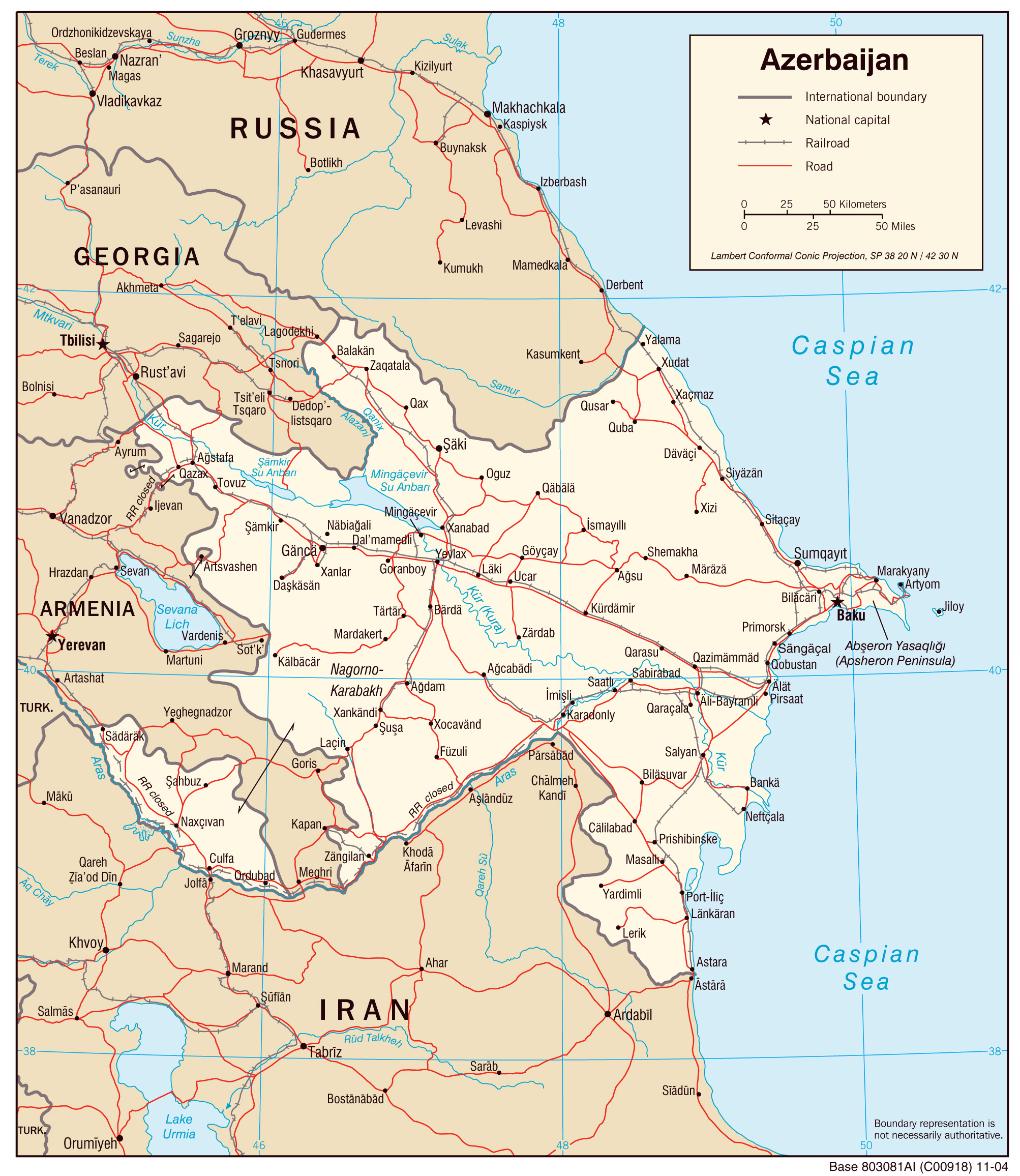 Large Detailed Political Map Of Azerbaijan With Roads And Major Cities Large Detailed Political Map Of Azerbaijan With Roads And Major Cities