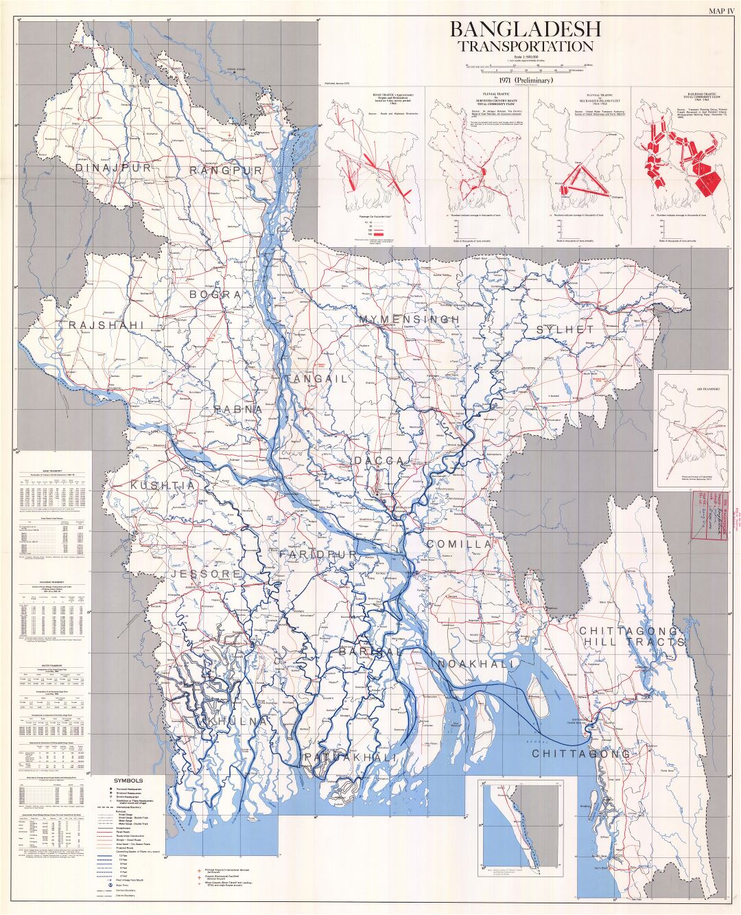 Large scale detailed transportation map of Bangladesh