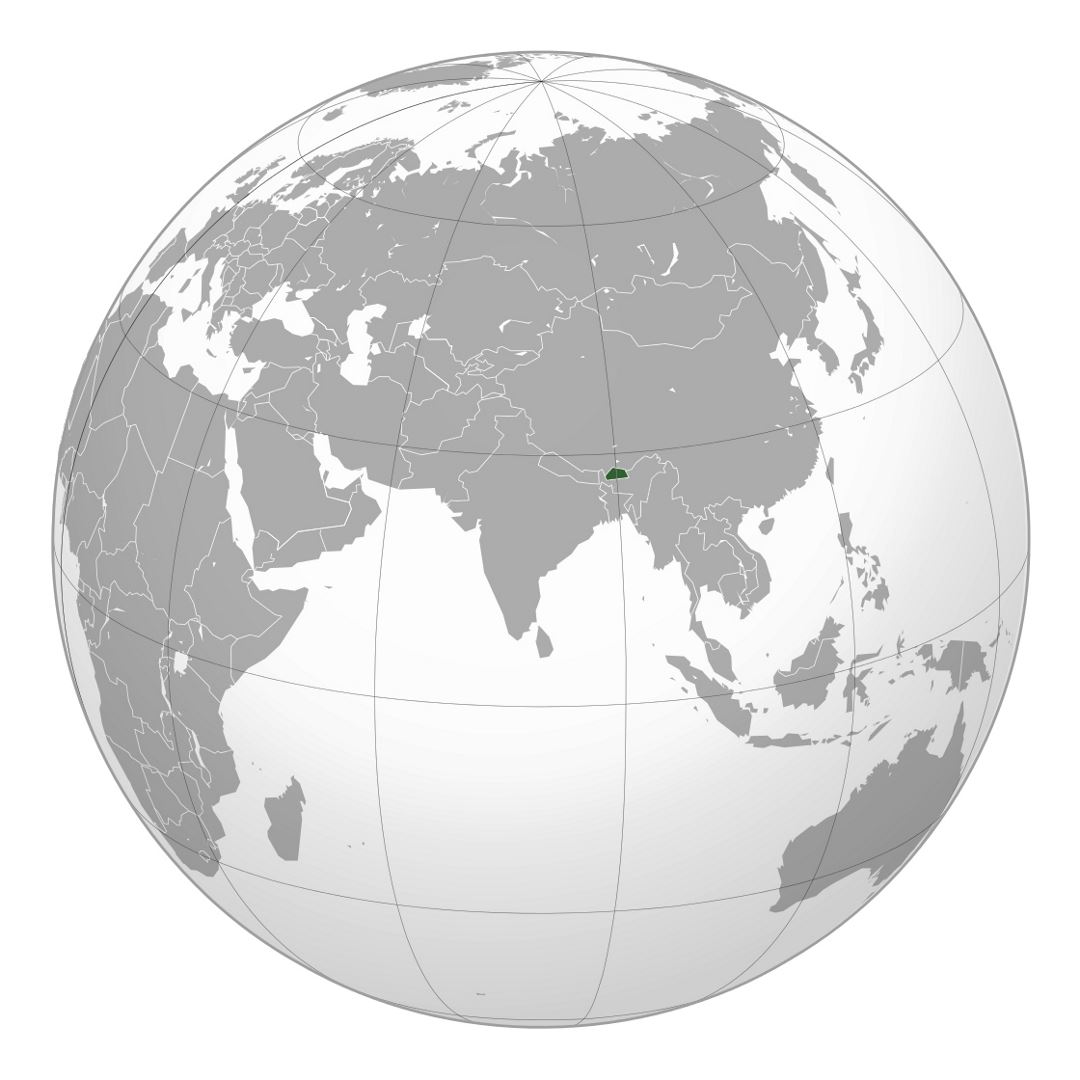 Large location map of Bhutan