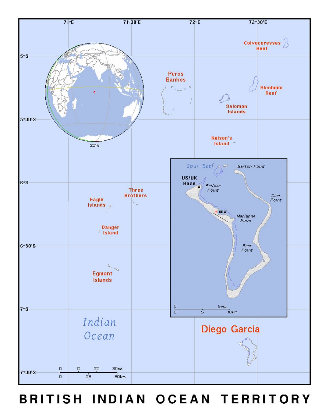 Detailed political map of British Indian Ocean Territory