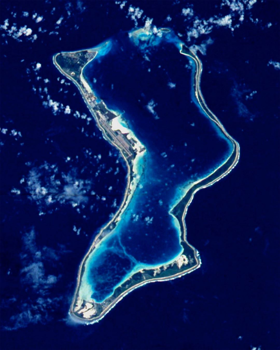 Detailed satellite map of Diego Garcia island