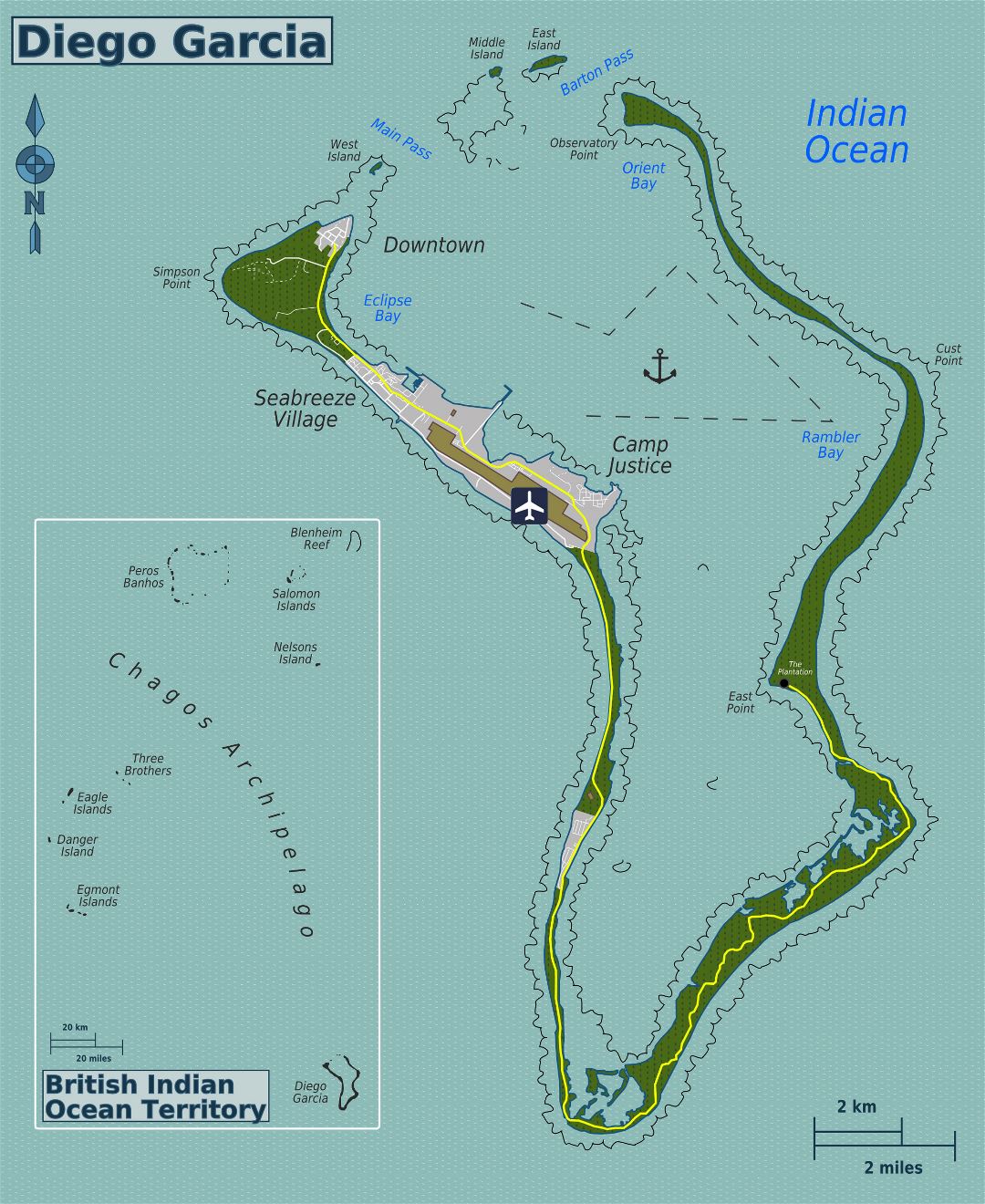 Large detailed map of British Indian Ocean Territory