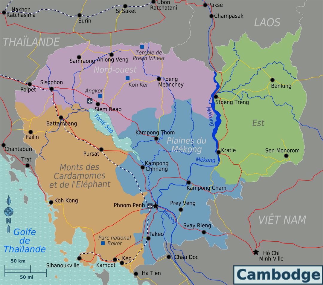 Large regions map of Cambodia