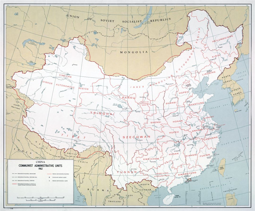Large scale China Communist Administrative Units map - 1962
