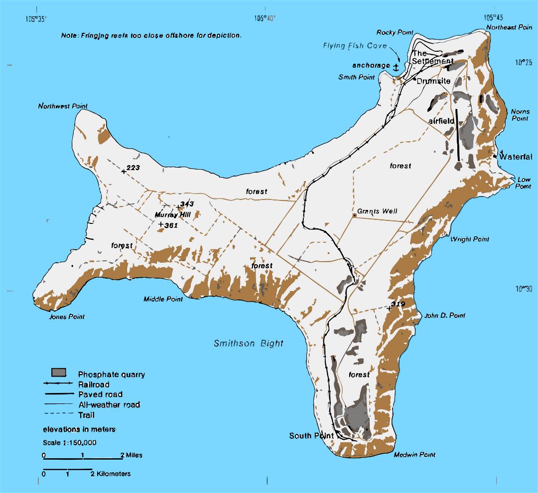 Large detailed map of Christmas Island with roads