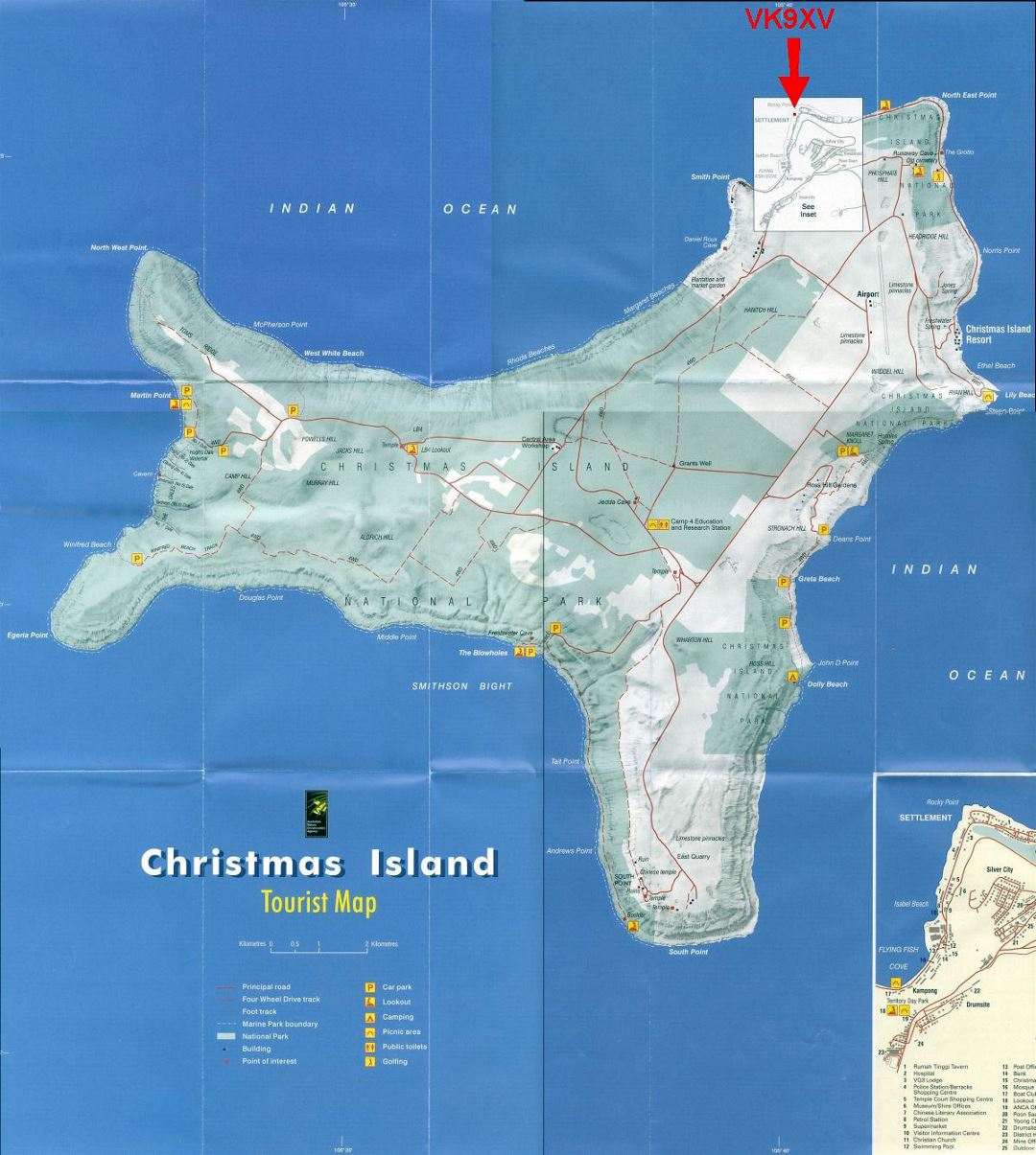Large tourist map of Christmas Island