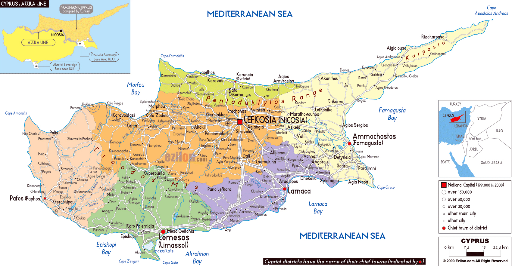Large Political And Administrative Map Of Cyprus With Roads Cities And 