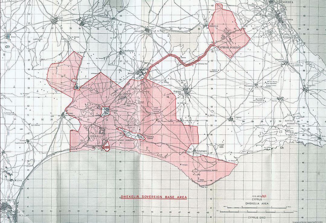 Cyprus Dhekelia Sovereign Base Area map