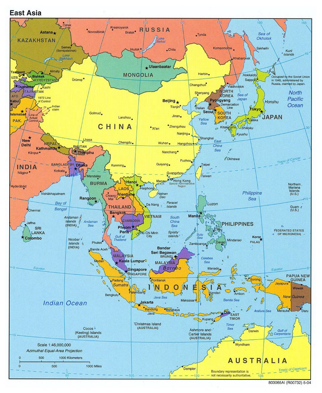 Detailed political map of East Asia - 2004