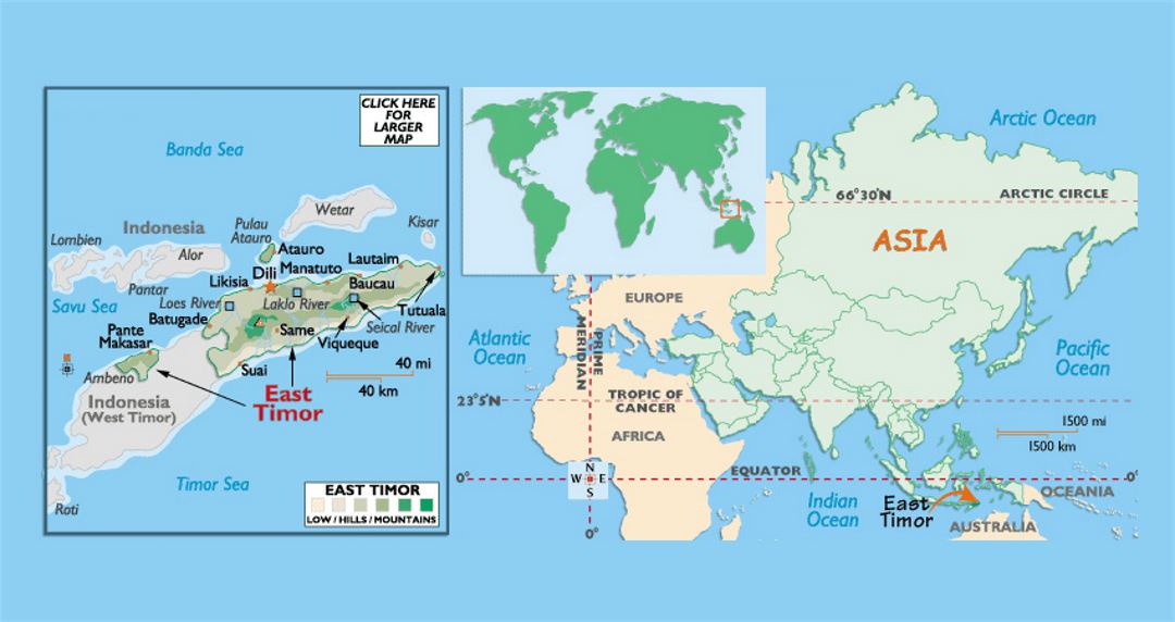 Political map of East Timor