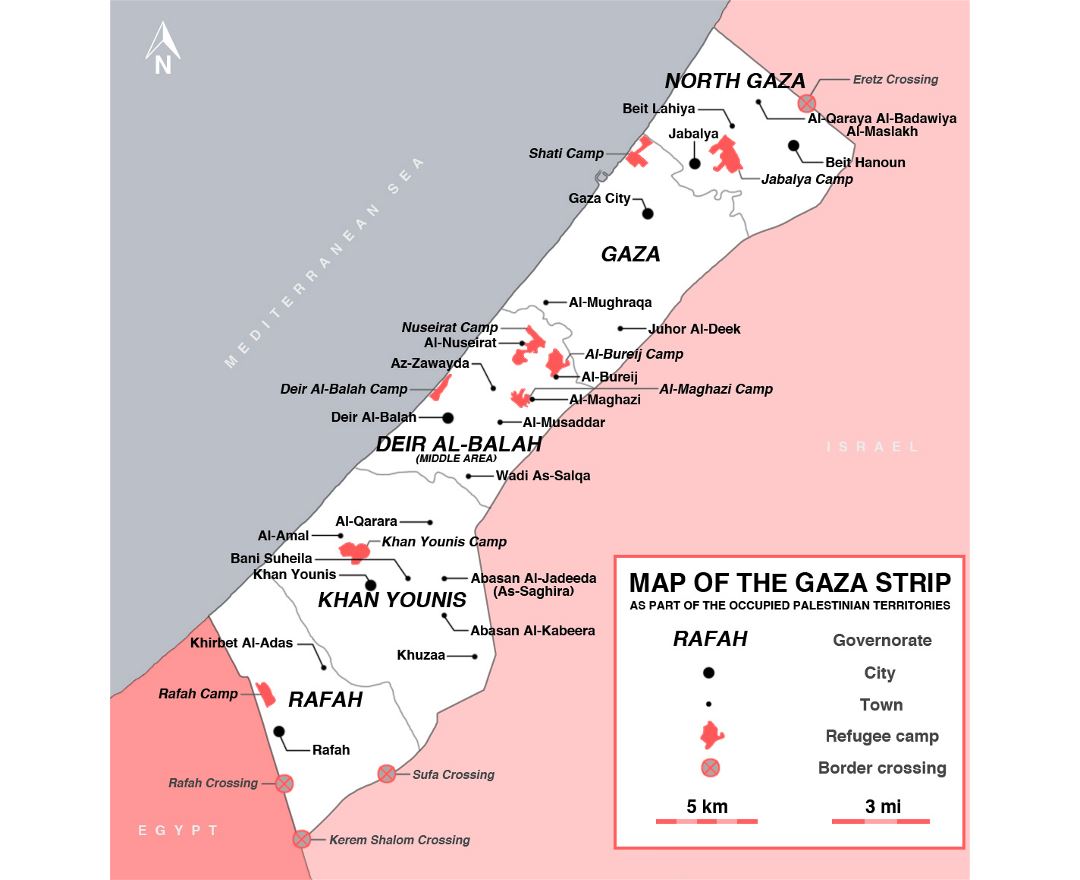 detailed map of gaza strip with cities preview