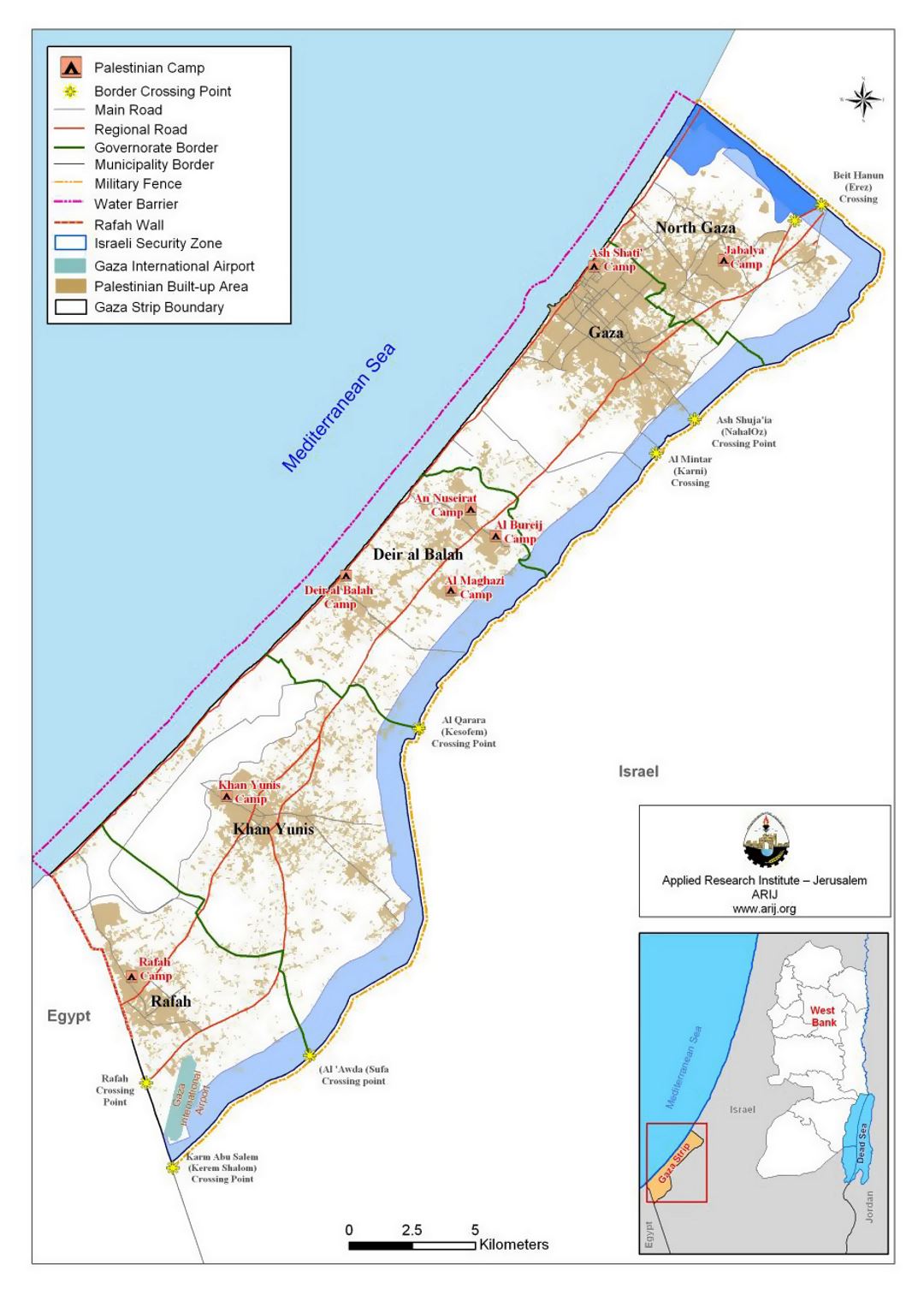 Map of Gaza Strip with other marks