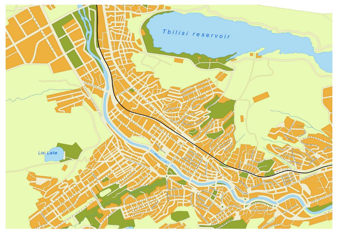 Detailed road map of Tbilisi city