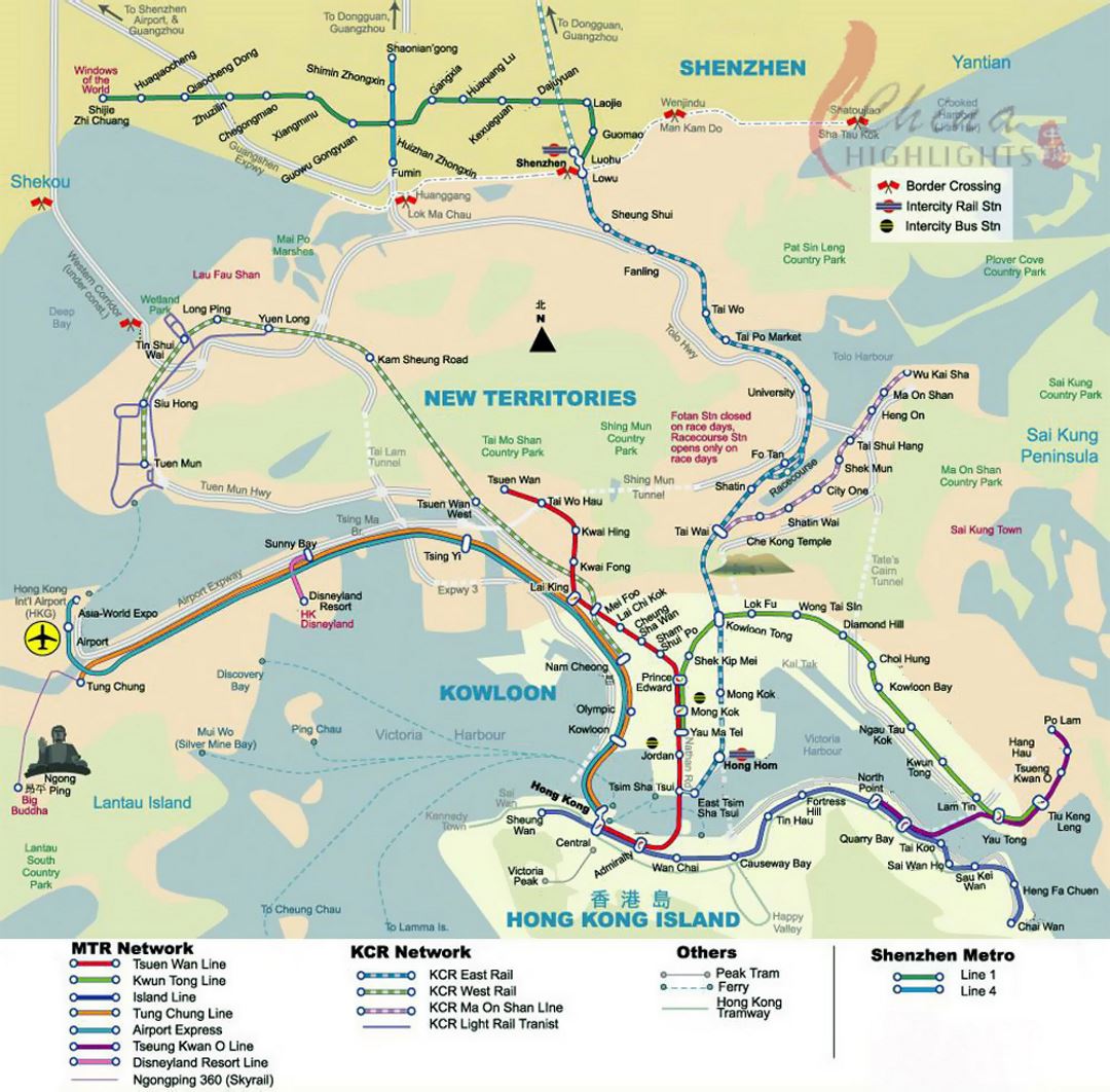 City transport map of Hong Kong