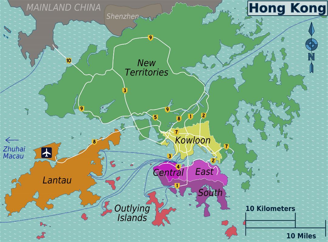 Large Hong Kong districts map
