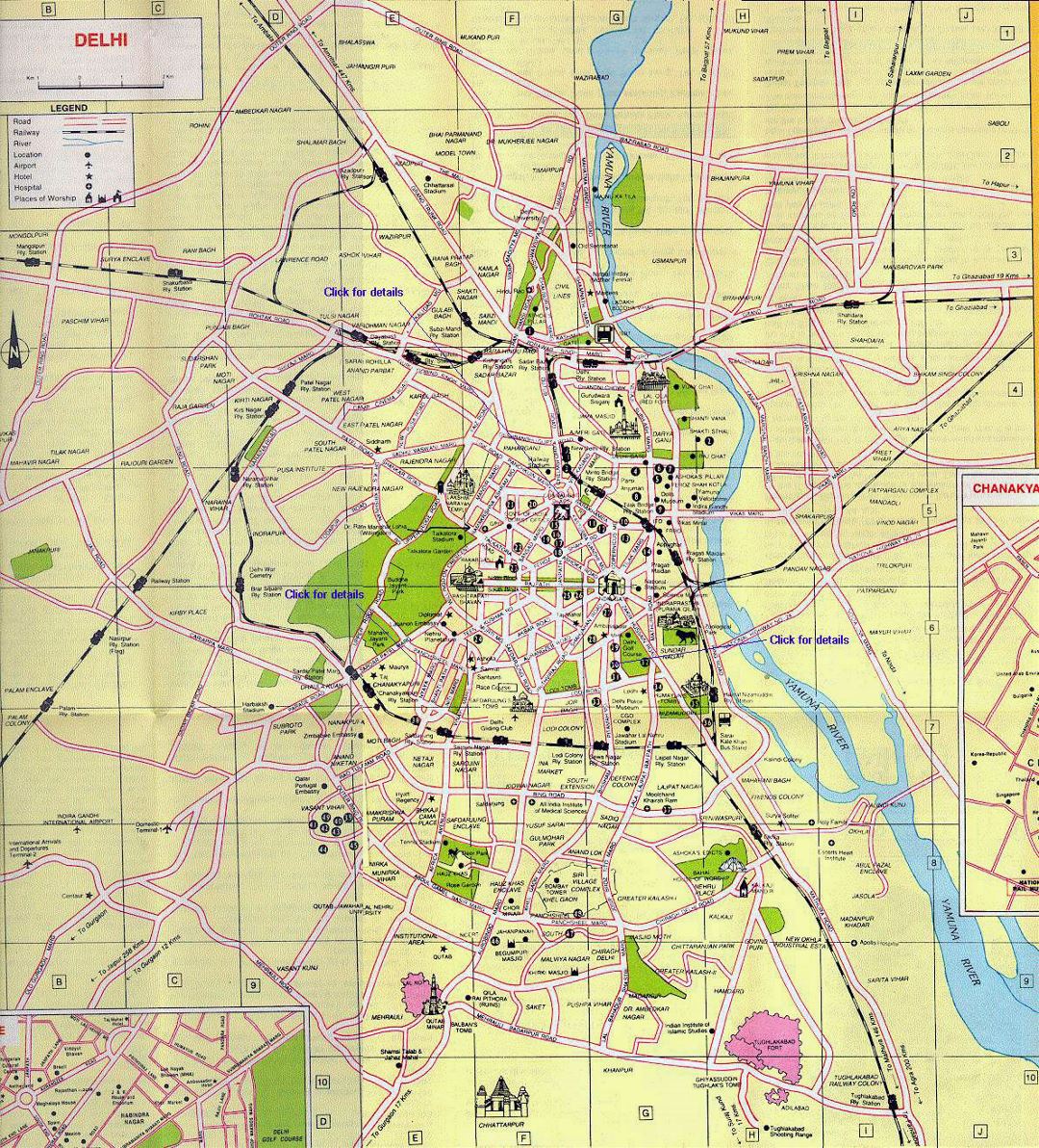 Detailed road map of Delhi
