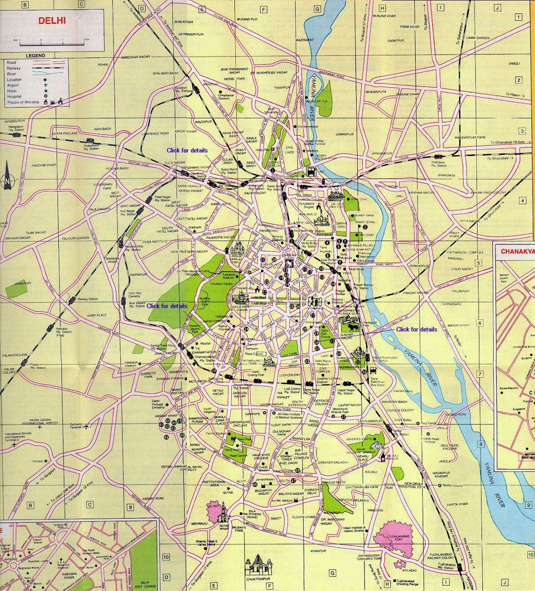 Detailed road map of Delhi