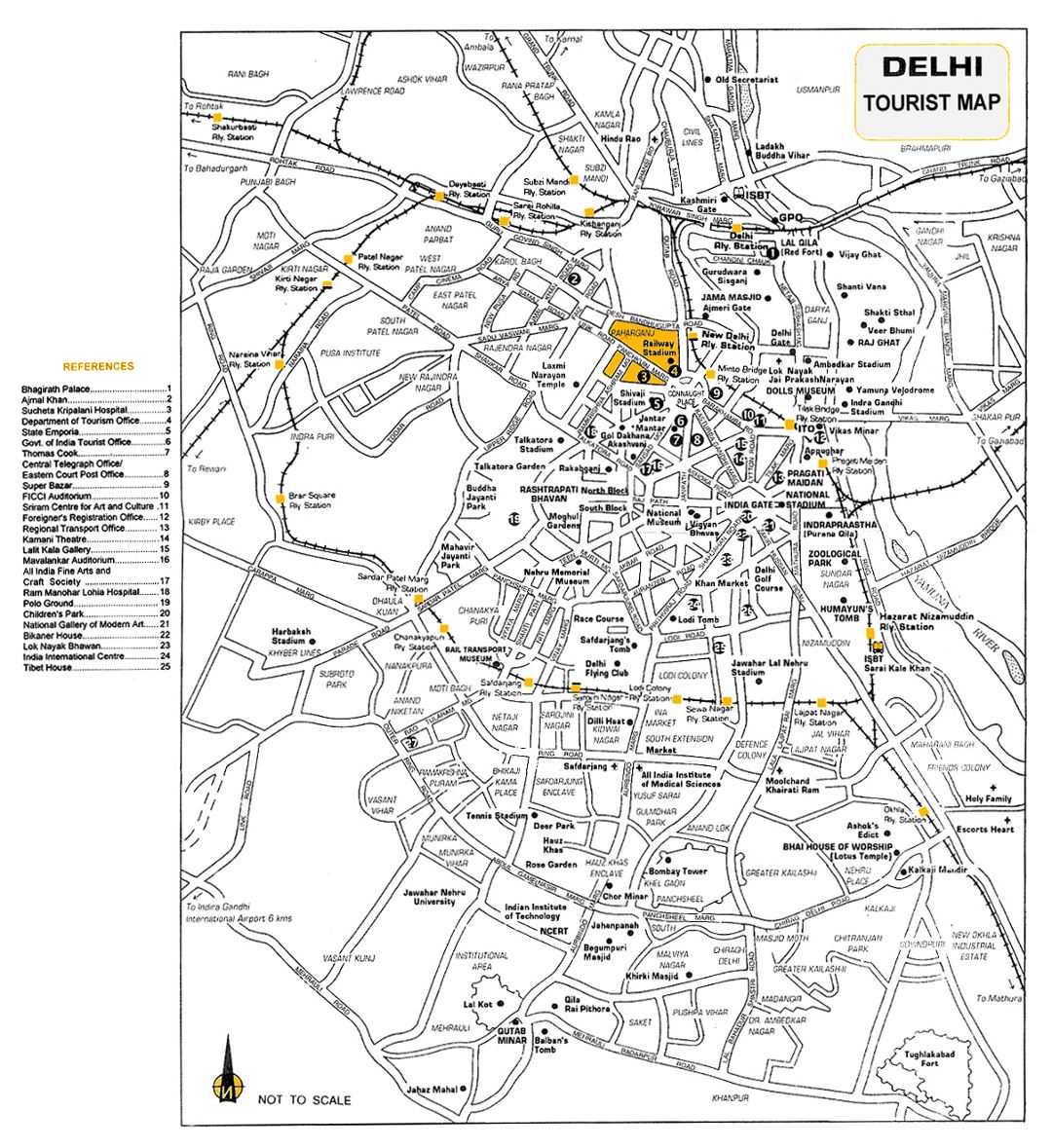 Detailed tourist map of Delhi city