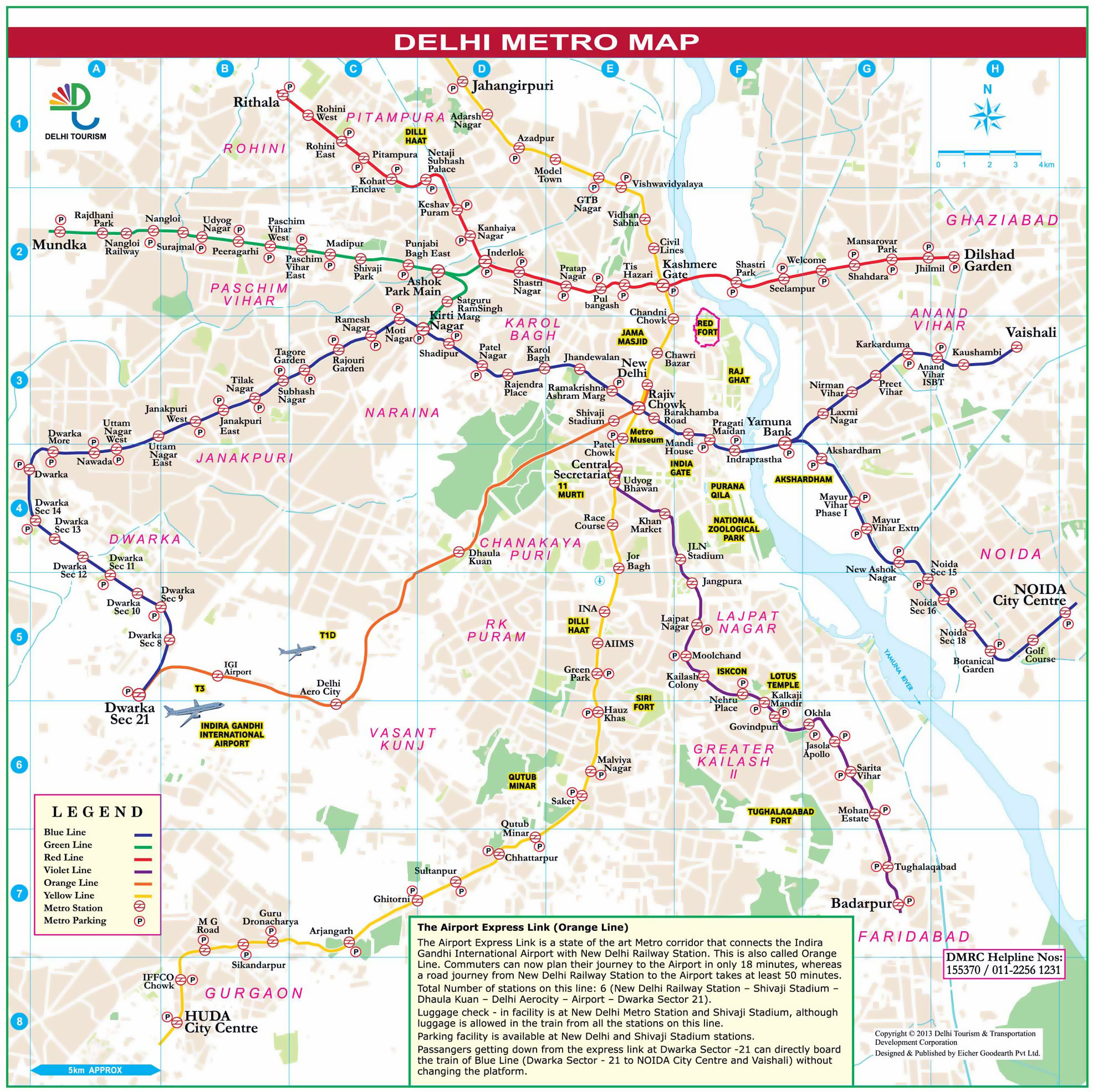 delhi metro tourist map