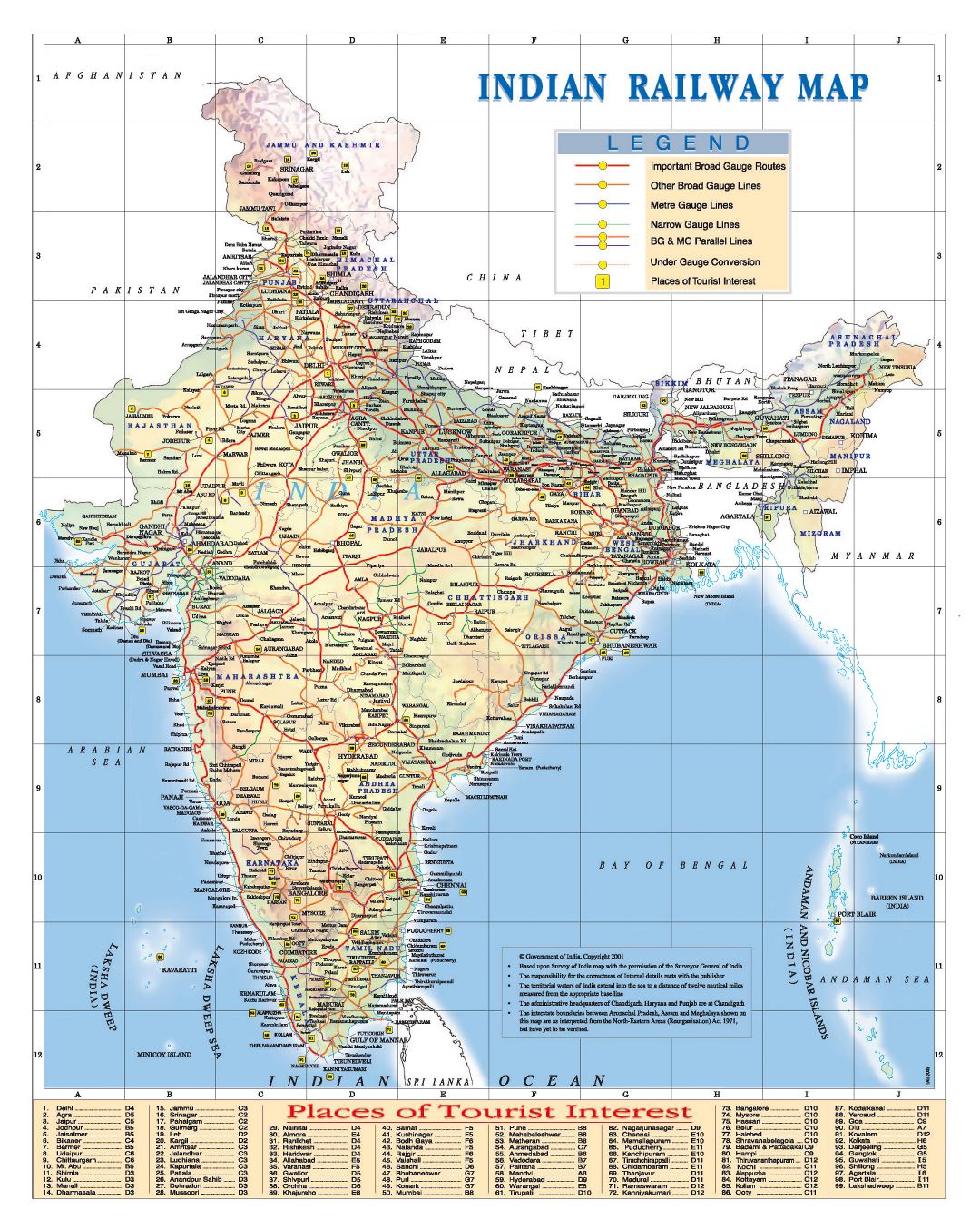 Large Indian railway map