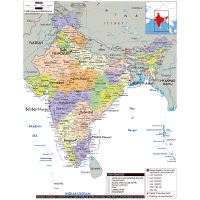 Large Physical Map Of India With Roads Cities And Airports India 