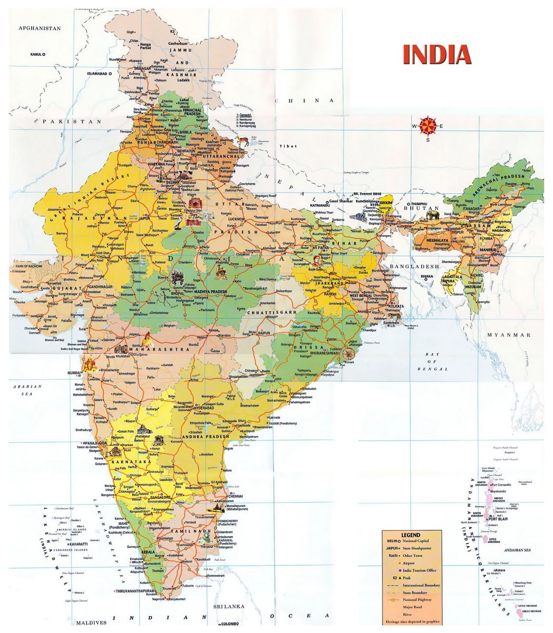 Tourist map of India