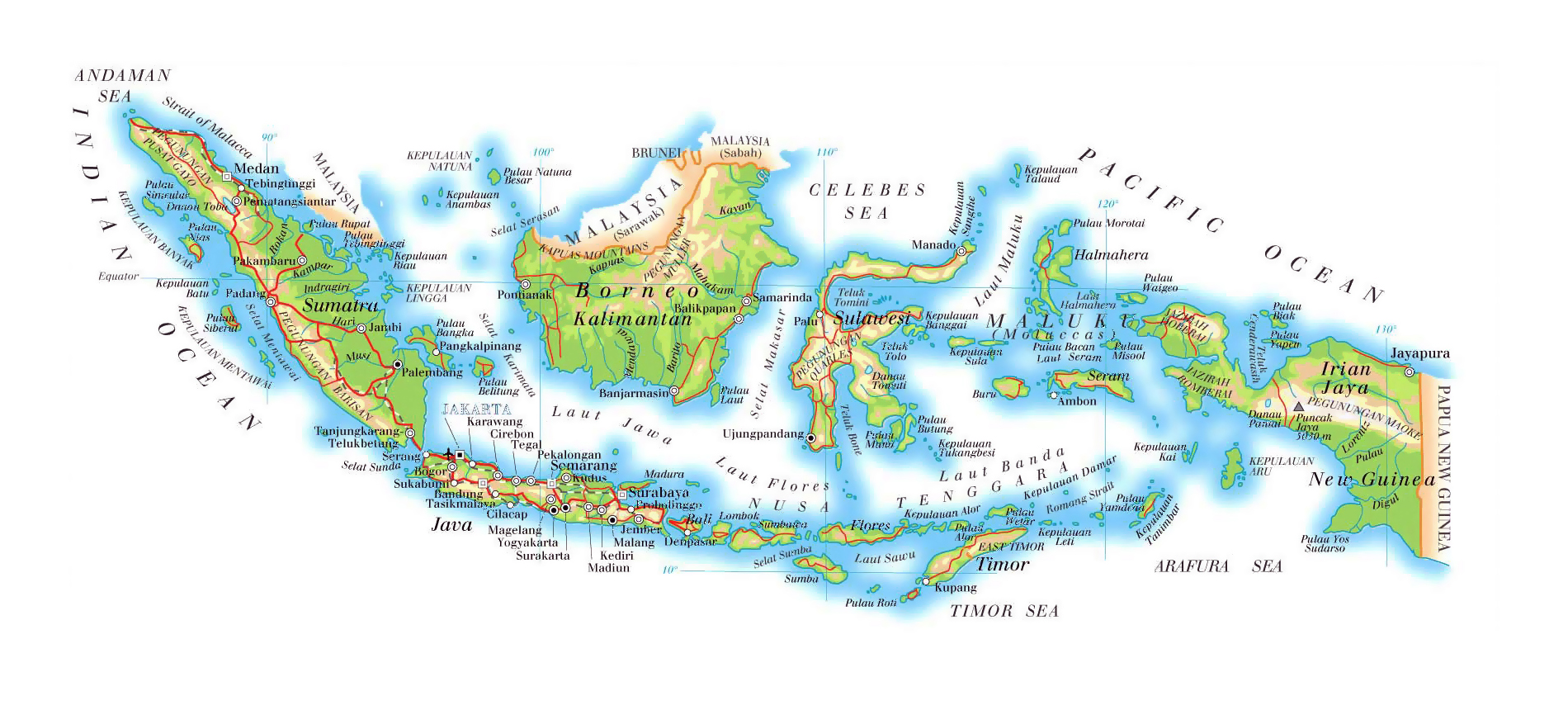 印度尼西亚地图 - 印度尼西亚地图高清版 - 印度尼西亚地图中文版