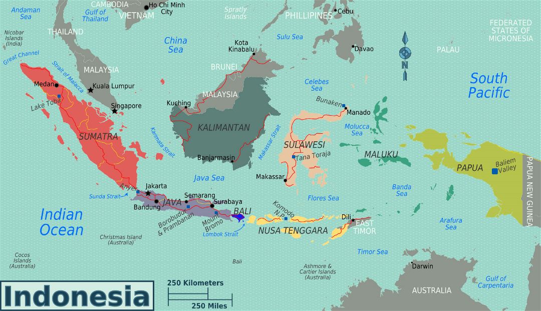 Large regions map of Indonesia