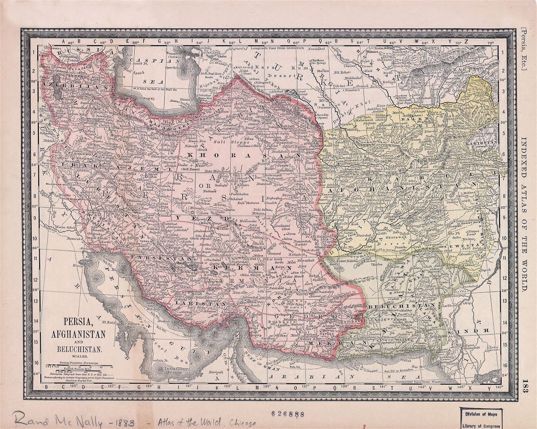 Large scale old map of Persia, Afghanistan and Beluchistan - 1883