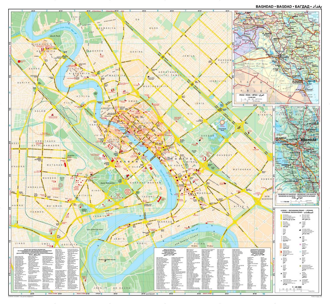 Large road map of Baghdad city