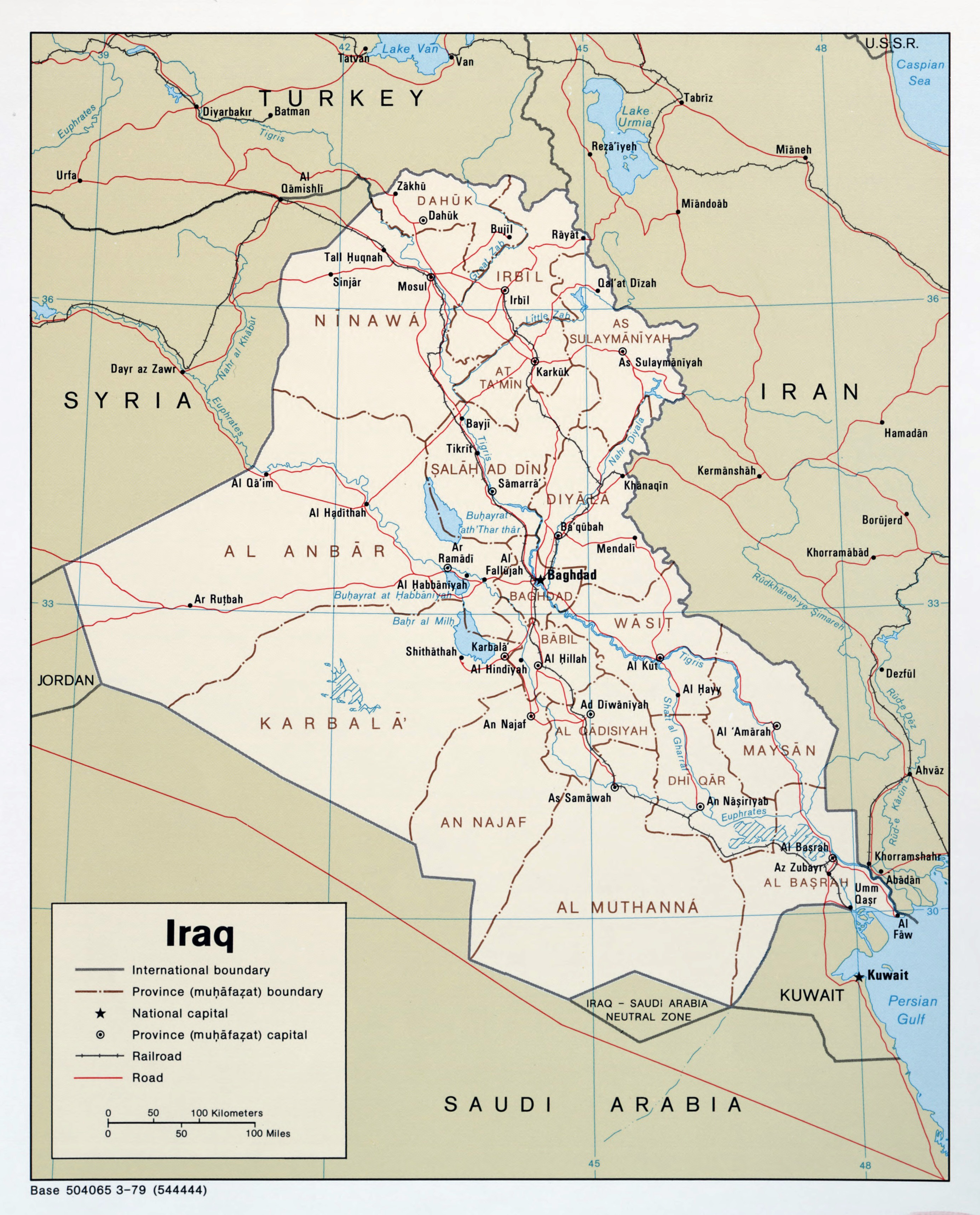 Large Detailed Political And Administrative Map Of Iraq With Roads ...