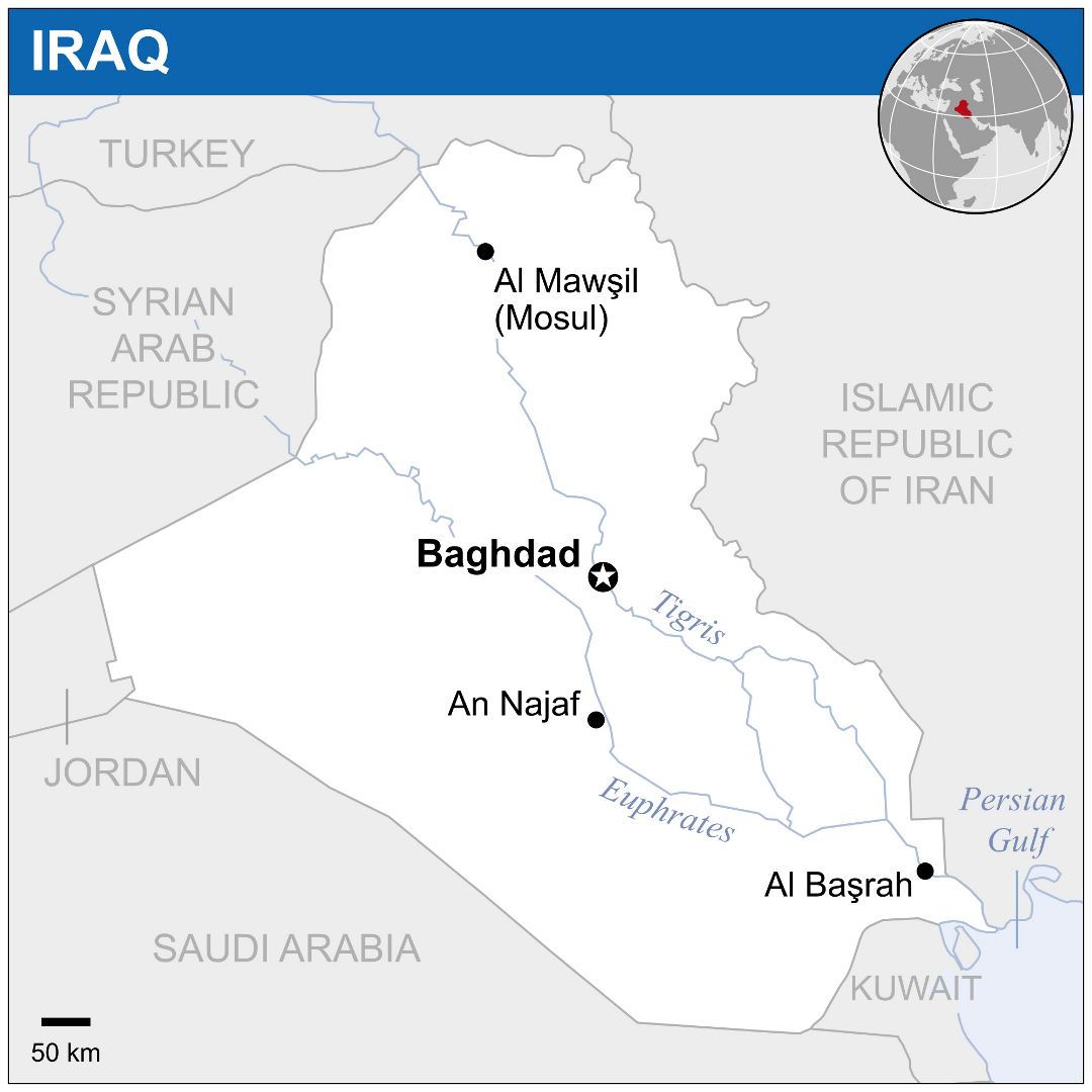 Large political map of Iraq