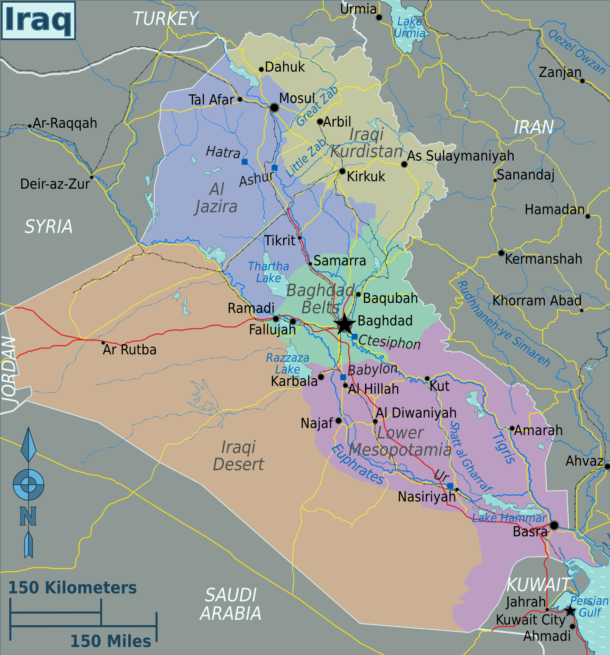 Large regions map of Iraq | Iraq | Asia | Mapsland | Maps of the World