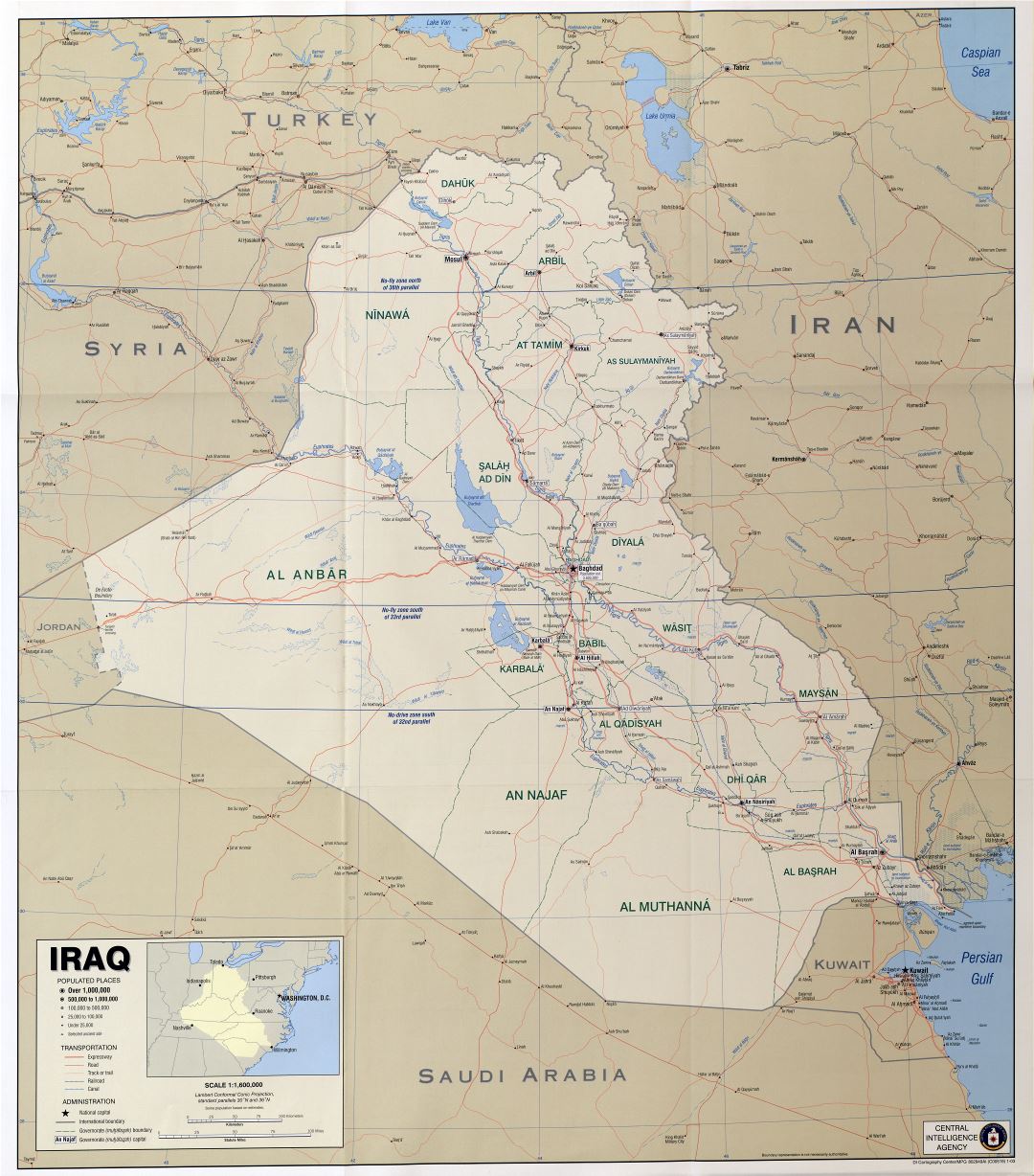 Large scale political map of Iraq with other marks - 2003