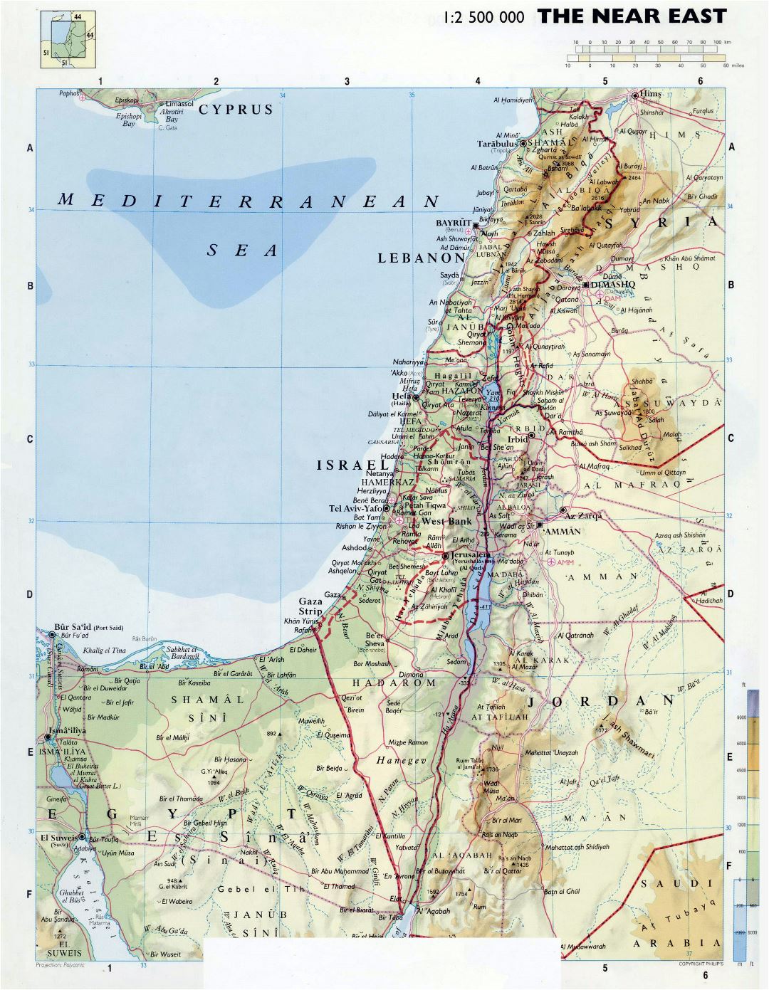 Road And Physical Map Of Israel Israel Road And Physical Map Vidiani ...