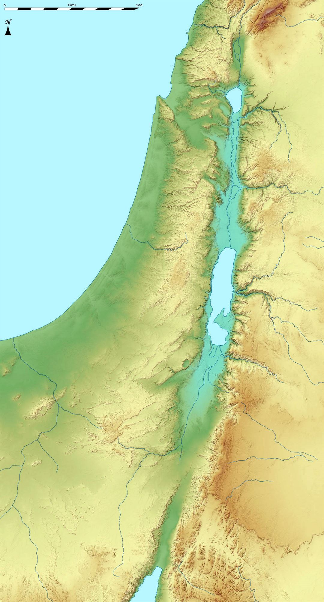 Large relief map of Israel