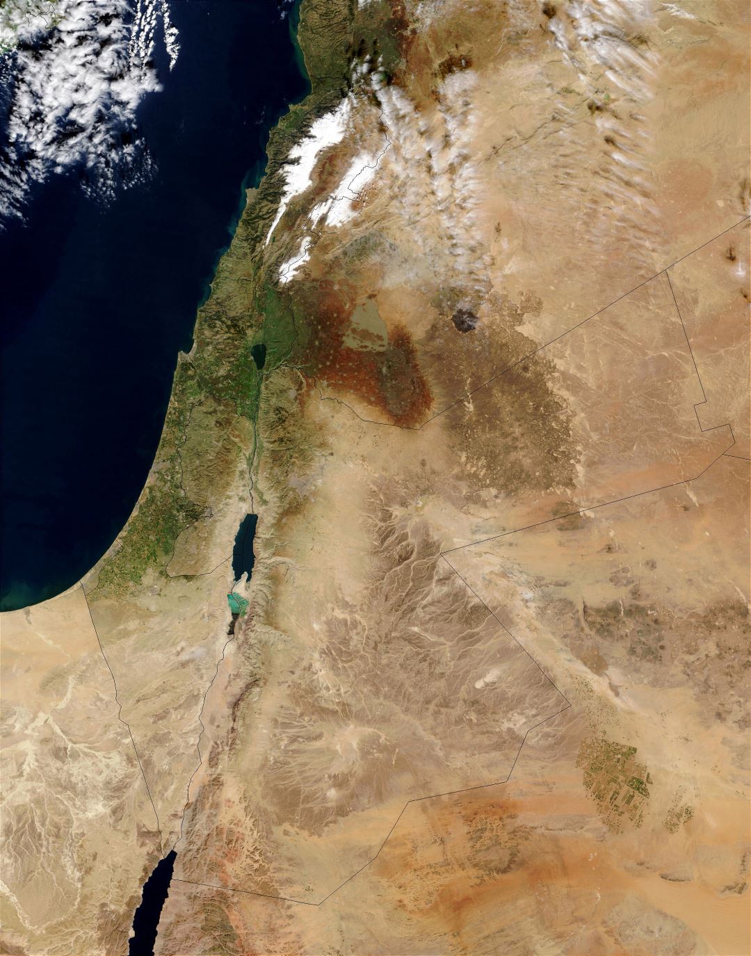 Large satellite map of Israel
