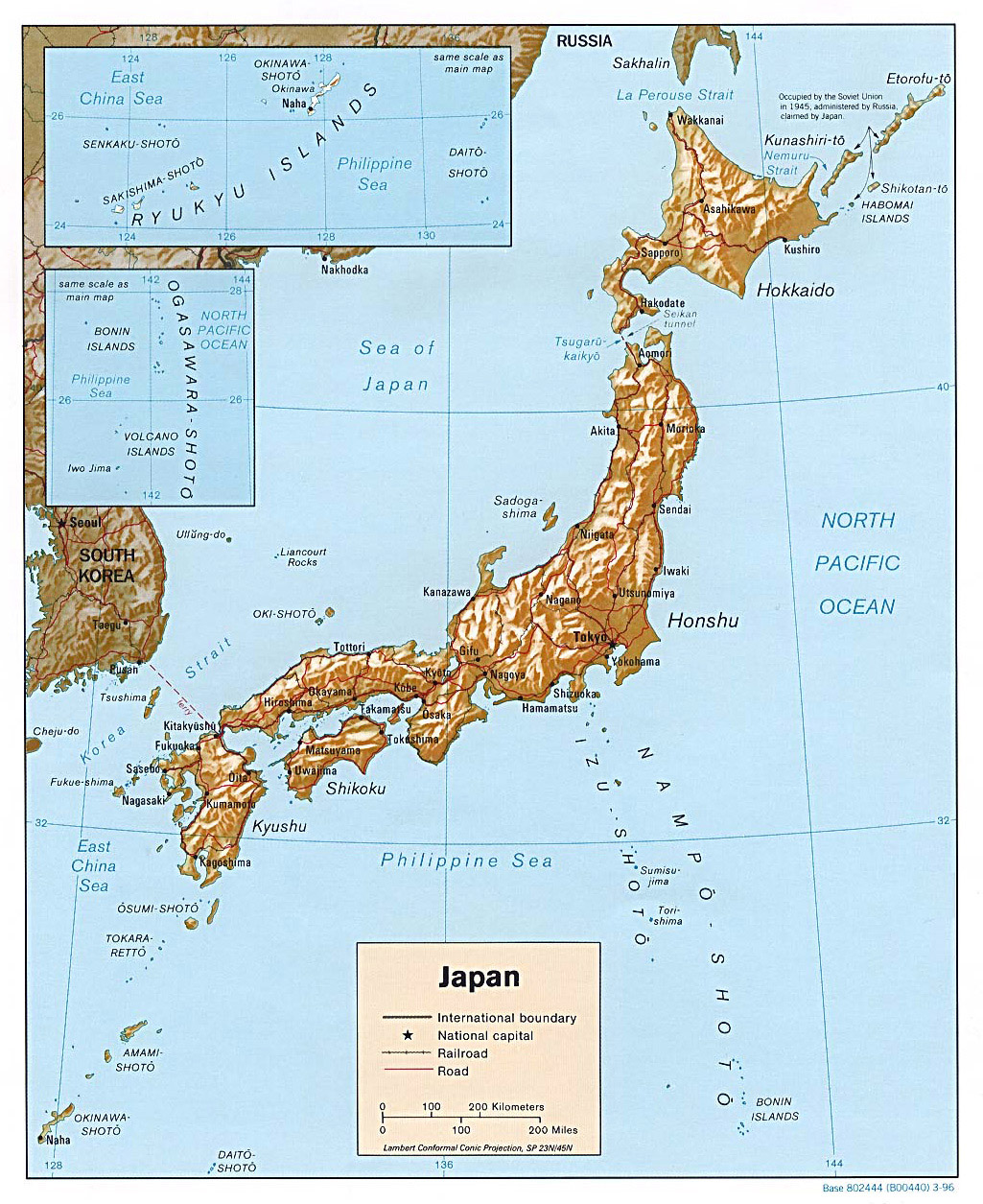 Detailed Political Map Of Japan With Relief Roads Railroads And Major