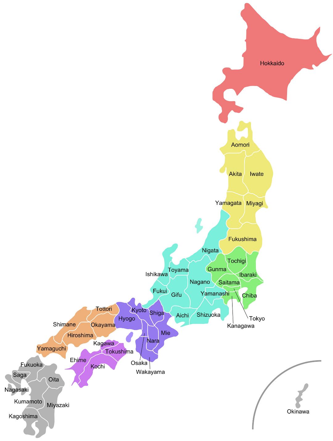 Large administrative map of Japan