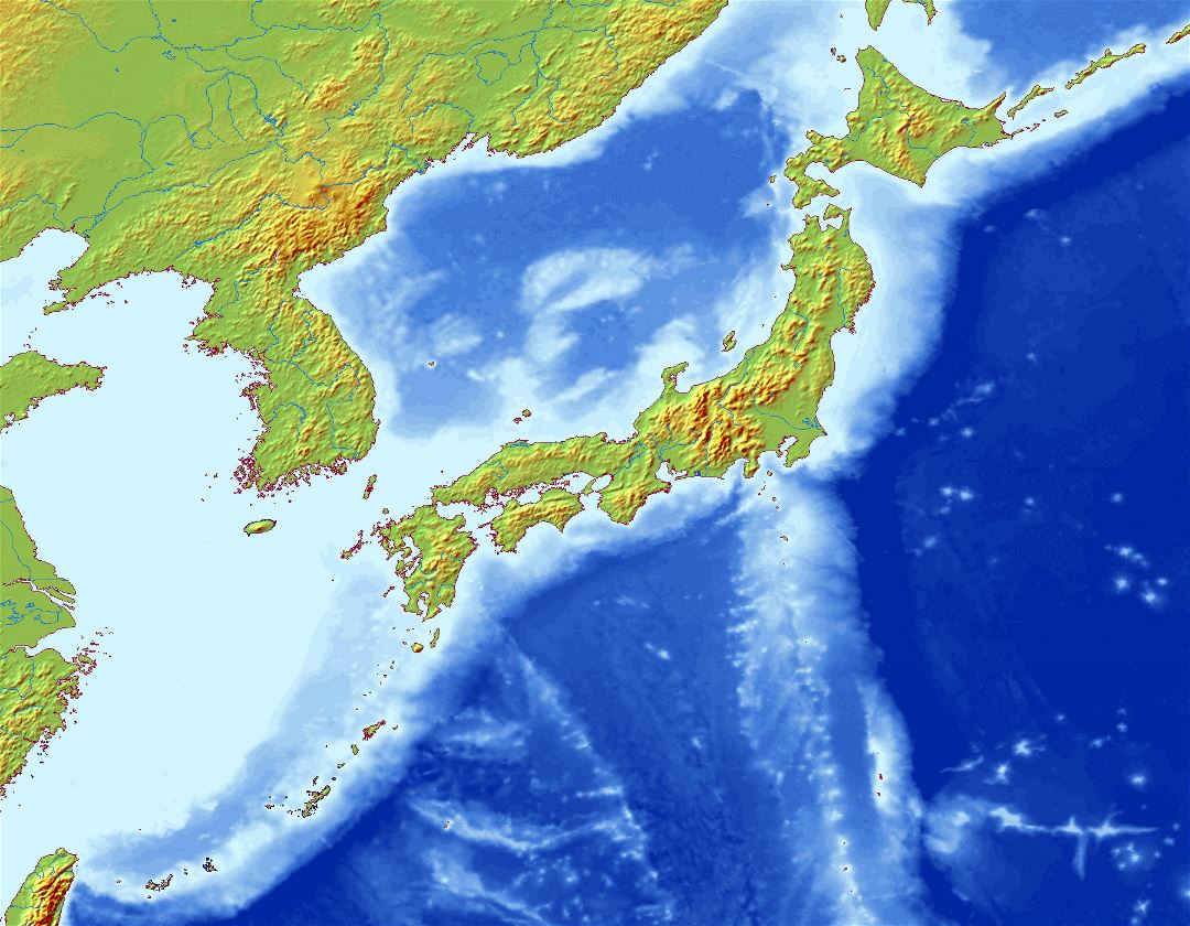 Large relief map of Japan